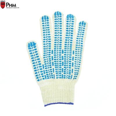 Перчатки хб ЛЮКС белые с ПВХ Точка, Волна, Протектор 10ый класс