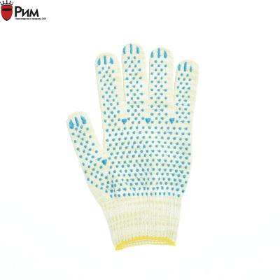 Перчатки хб ЛЮКС белые с ПВХ Точка, Волна, Протектор 10ый класс