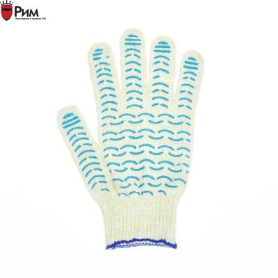 Перчатки хб СТАНДАРТ белые с ПВХ Точка, Волна, Протектор 10ый класс